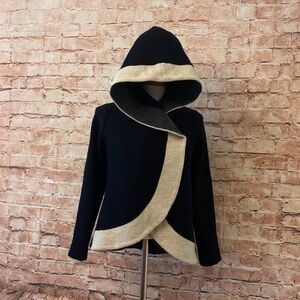 Anthropologie Rosie Neira color block, wool, hooded cardigan